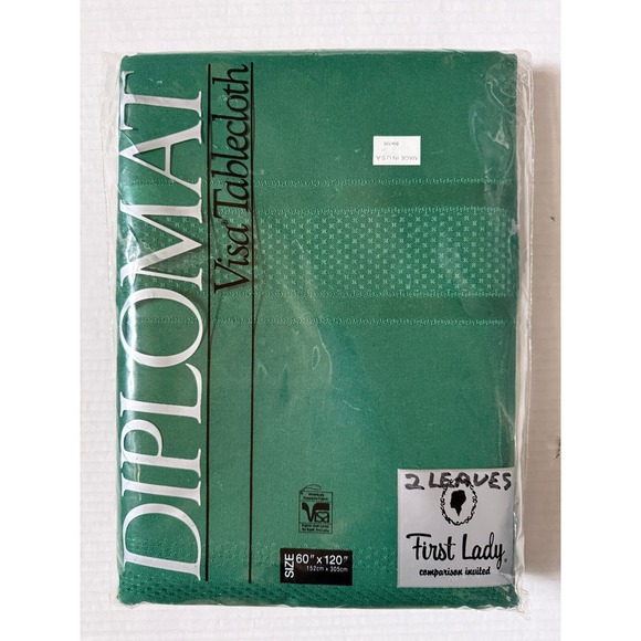 Diplomat Other - DIPLOMAT VISA Vintage Green Tablecloth -First Lady Comparison Invited - 60x120"